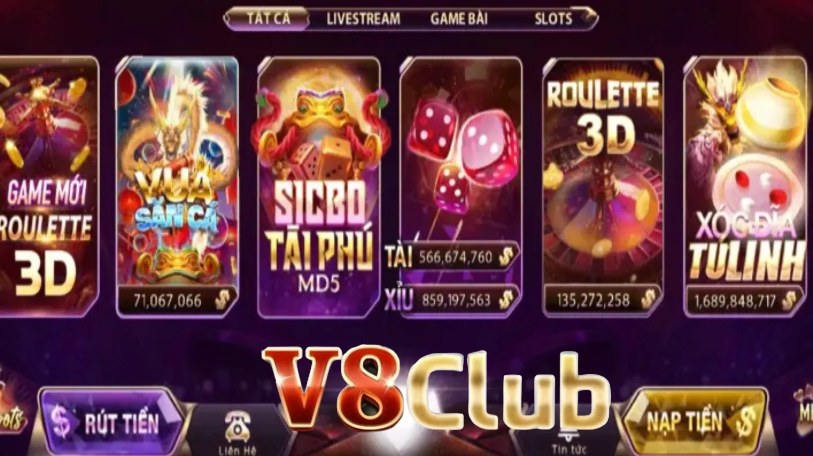 Trải nghiệm trò chơi cá cược đa dạng với V8club app