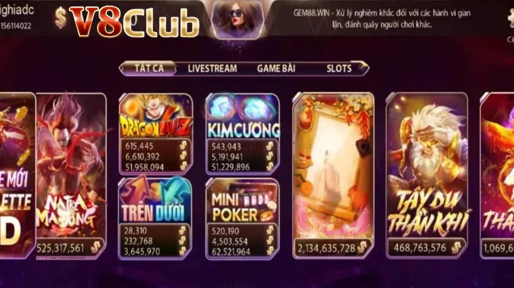 Điều chỉnh Game slot V8club dễ, đơn giản