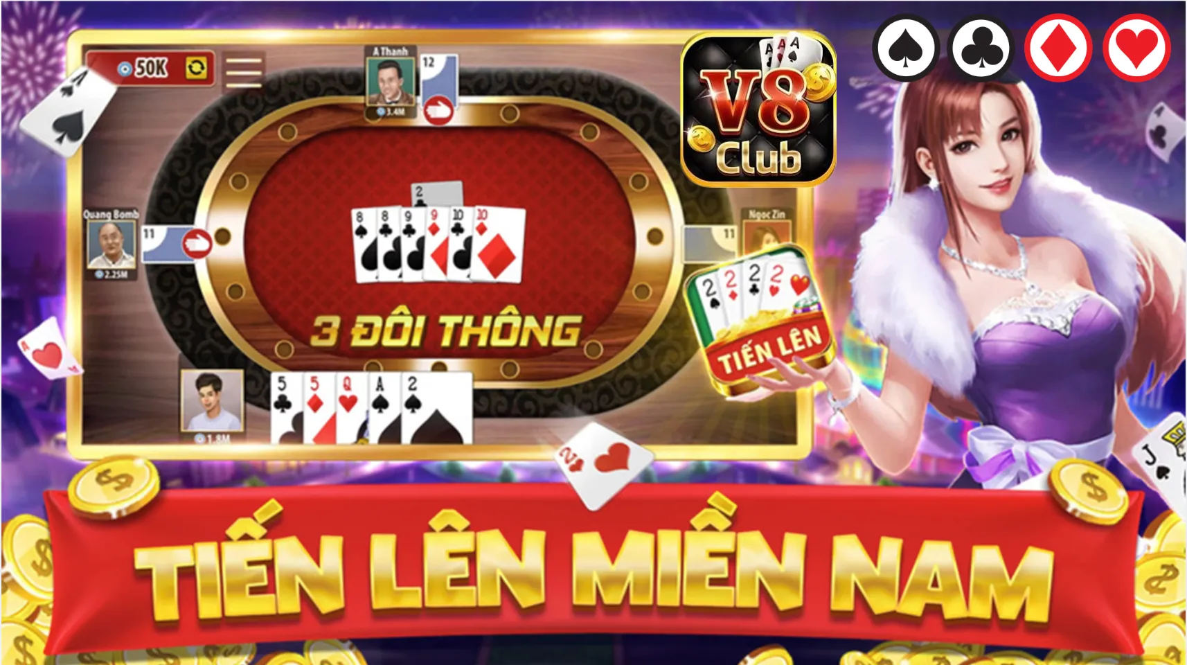 Đánh bài Tiến lên miền Nam V8club online ăn tiền